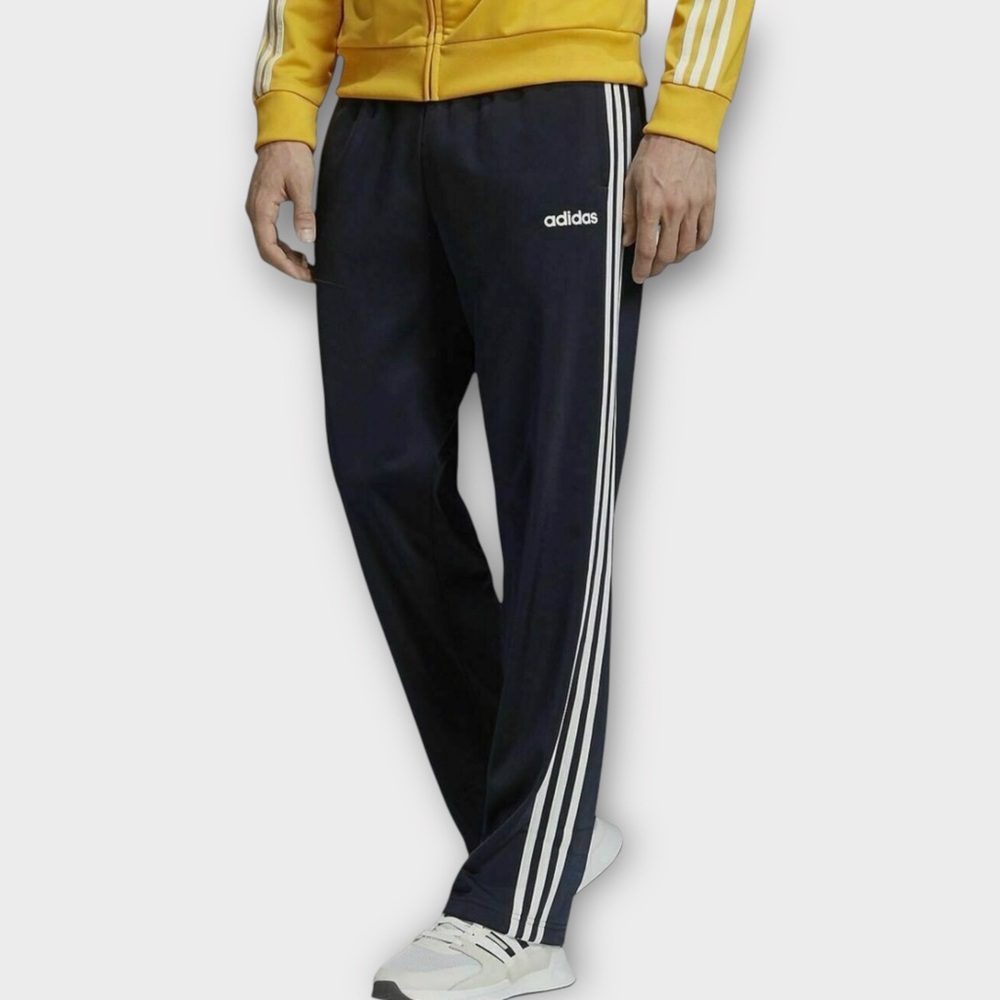 Adidas Men’s Navy Blue 3-Stripes Track Pants L Straight Leg Retro E19759 Classic